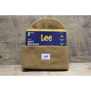 Lee workwear ribbed fold cuff‎ knit beanie pack of 2 brown black